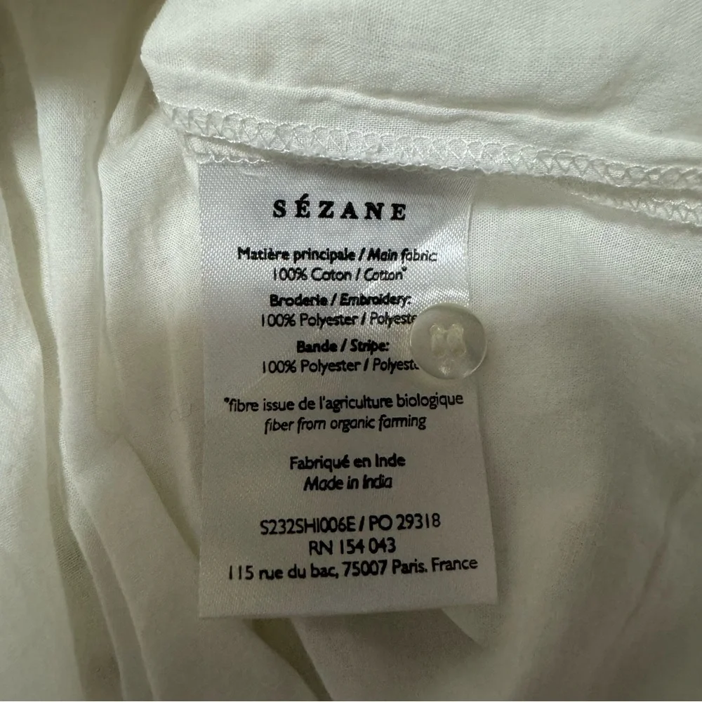 NWT Sezane Chemise Ryu Ecru Blouse Top Size 6 - Picture 11 of 11